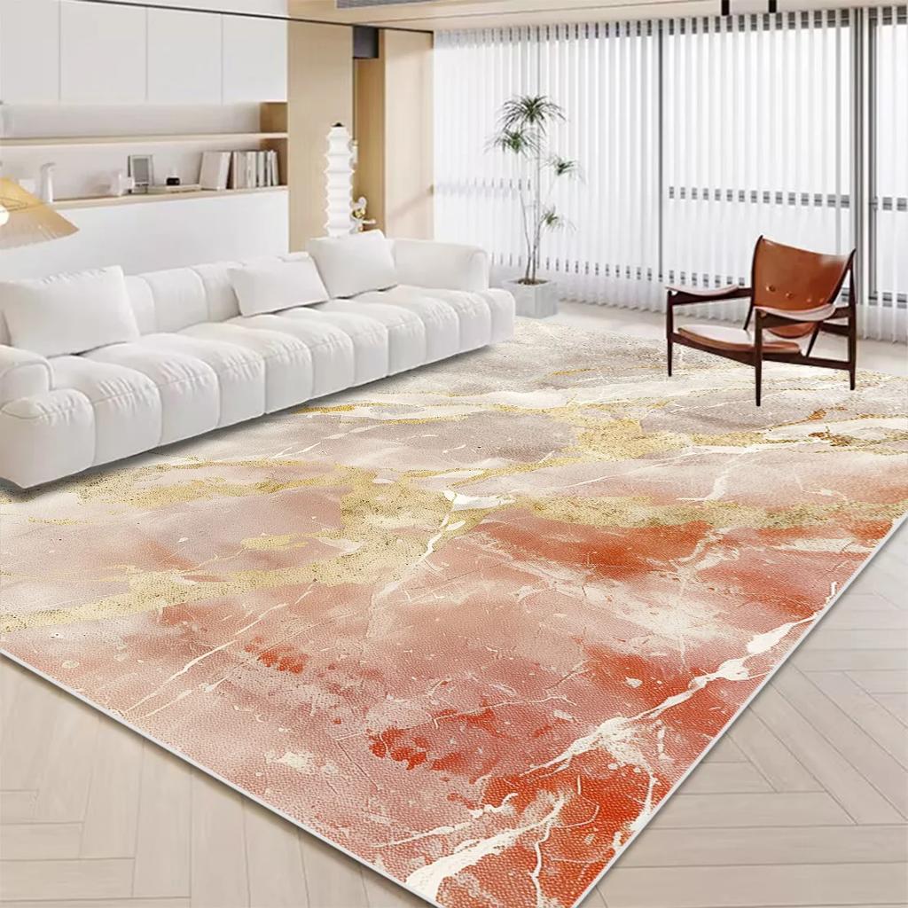 Luxury White Marble Carpet for Living Room Nordic Gold Decoration Home Tapis Non-slip Washable Rugs for Bedroom Ins Floor Mat