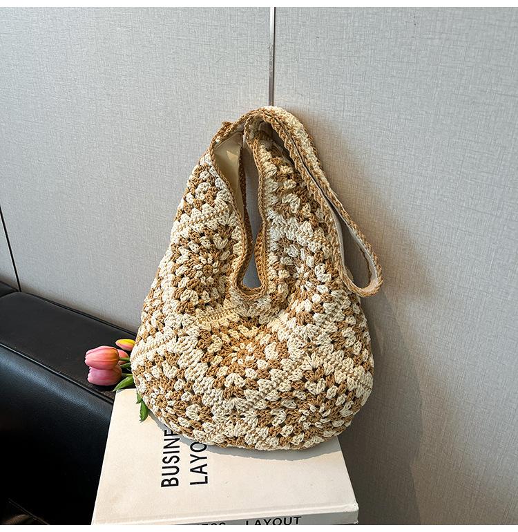 

2025 лето новая ручная работа крючком ажурная бабушкина клетка цветок плетеная сумка-мессенджер универсальная повседневная женская сумка