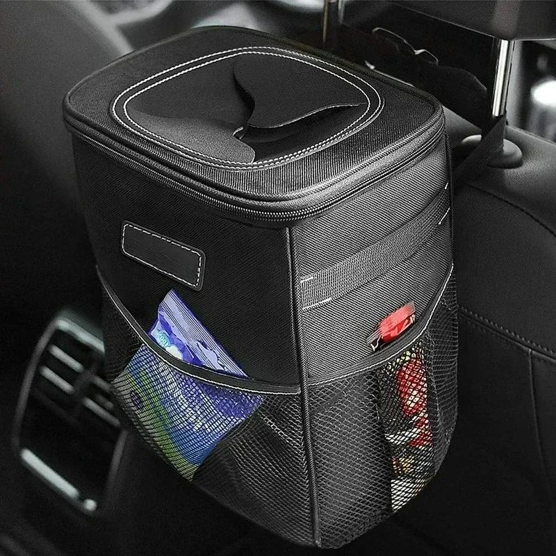 Waterproof Car Trash Can Bin Portable Car Trash Can Foldable Storage Box-Multifunctional Hanging Auto Organizer Garbage Can