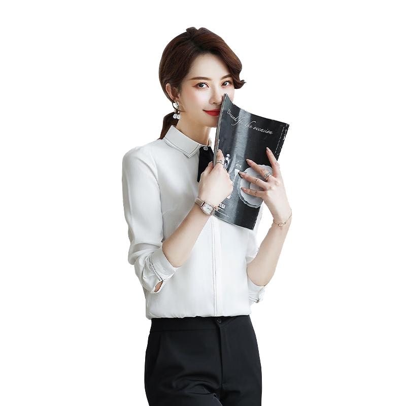 BINHUO Women s Long-Sleeve Scarf Collar Shirt 2XL