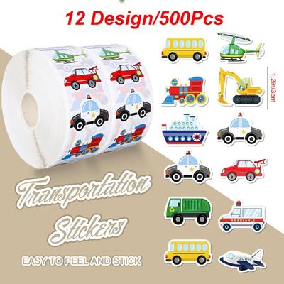 Transport Vehicle Stickers Roll with For Cars Buses Trucks and Planes 500 Pieces for Creative Decoration of Personal Items
