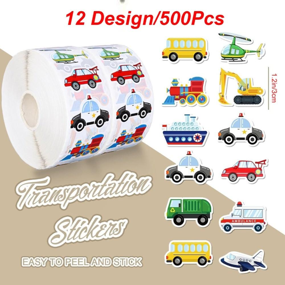 Transport vehicle stickers roll with For cars buses trucks and planes 500 pieces for creative decoration of personal items