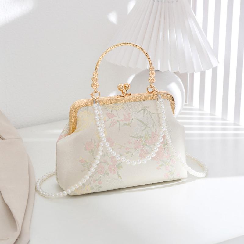 Silk Embroidered Hanfu Bag Summer Versatile Messenger Chain Dumpling Bag Floral Pattern Clutch Bag