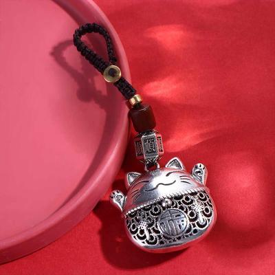 Short Lanyard Maneki Neko Pendant Chinese Style Pendant Lucky Cat Key Chain Key Chain Strap
