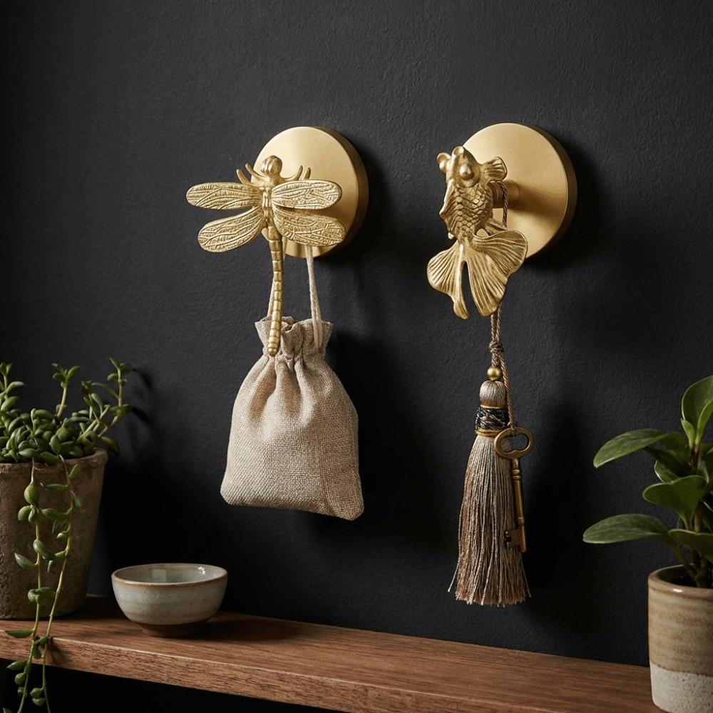 High-Quality Brass Brass Wall Hooks Durable Construction Wall Mounted Hangers  Home Decoration