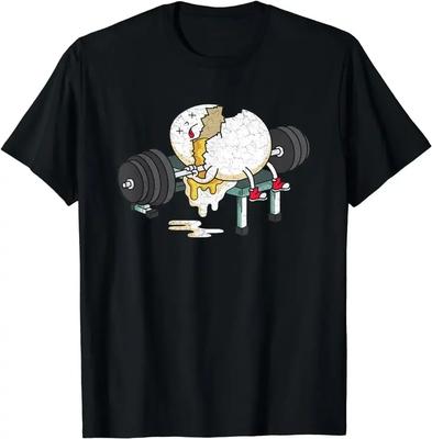 Lustiges Gebrochenes Ei Fitnessstudio Langhantel Gewichtheben Übungs-T-Shirt Damen Klassisches Kurzarm-T-Shirt Müdes Ei Mode