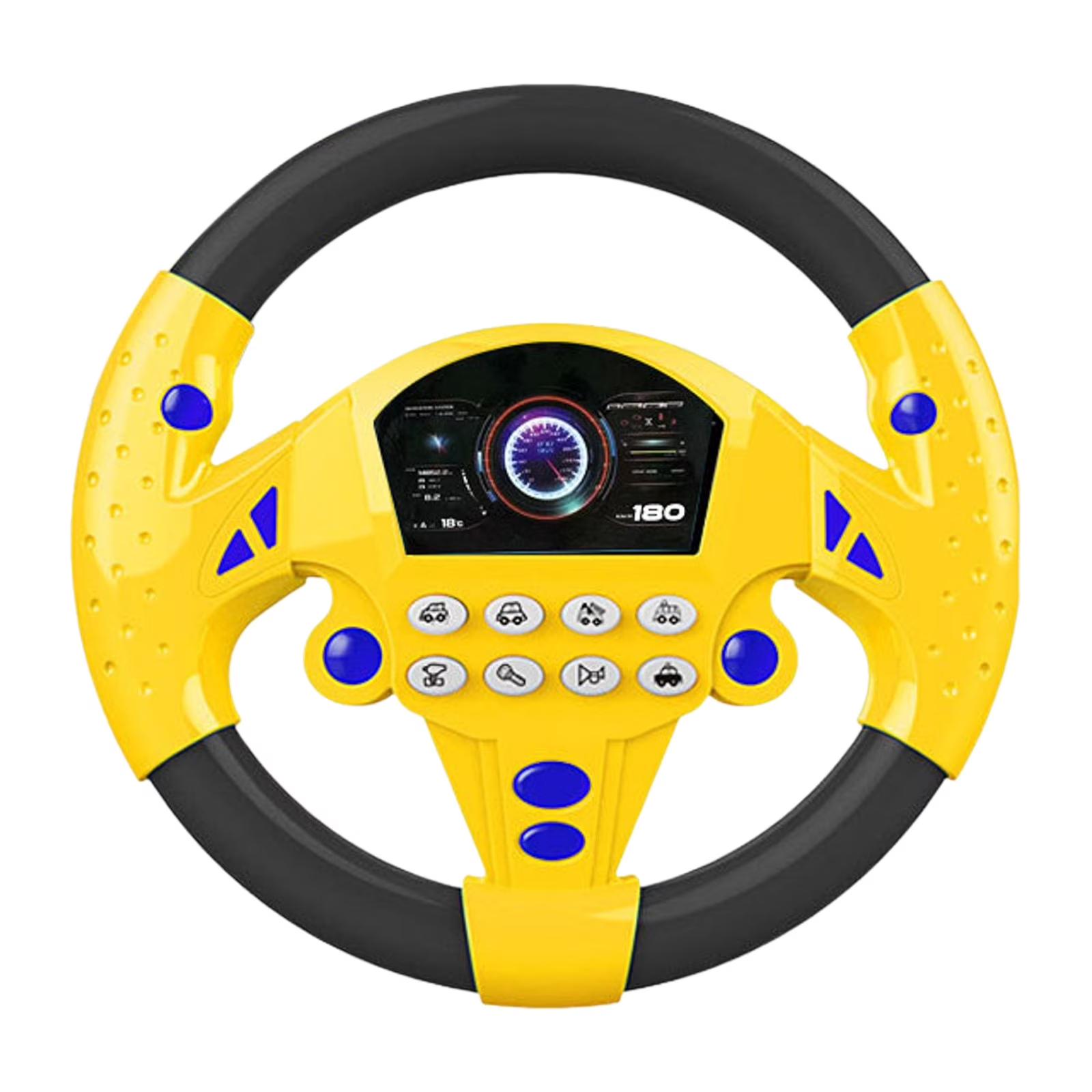 

Kids Simulation Steering Wheel Toy with Suction Cup Mount Interactive Musical Buttons and Realistic Dashboard Design for Pretend Play One Size чёрный