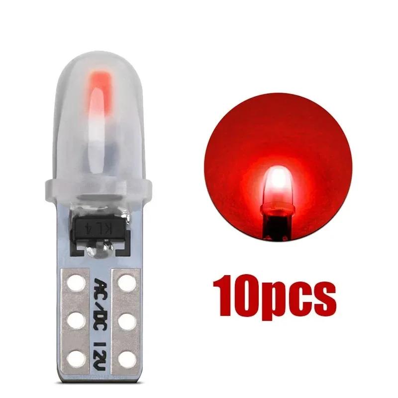10 Pcs T5 Auto Car Dashboard Lights 2 3014 SMD Reading Instrument Panel Lamp No Polarity Led Bulb White 12V DC