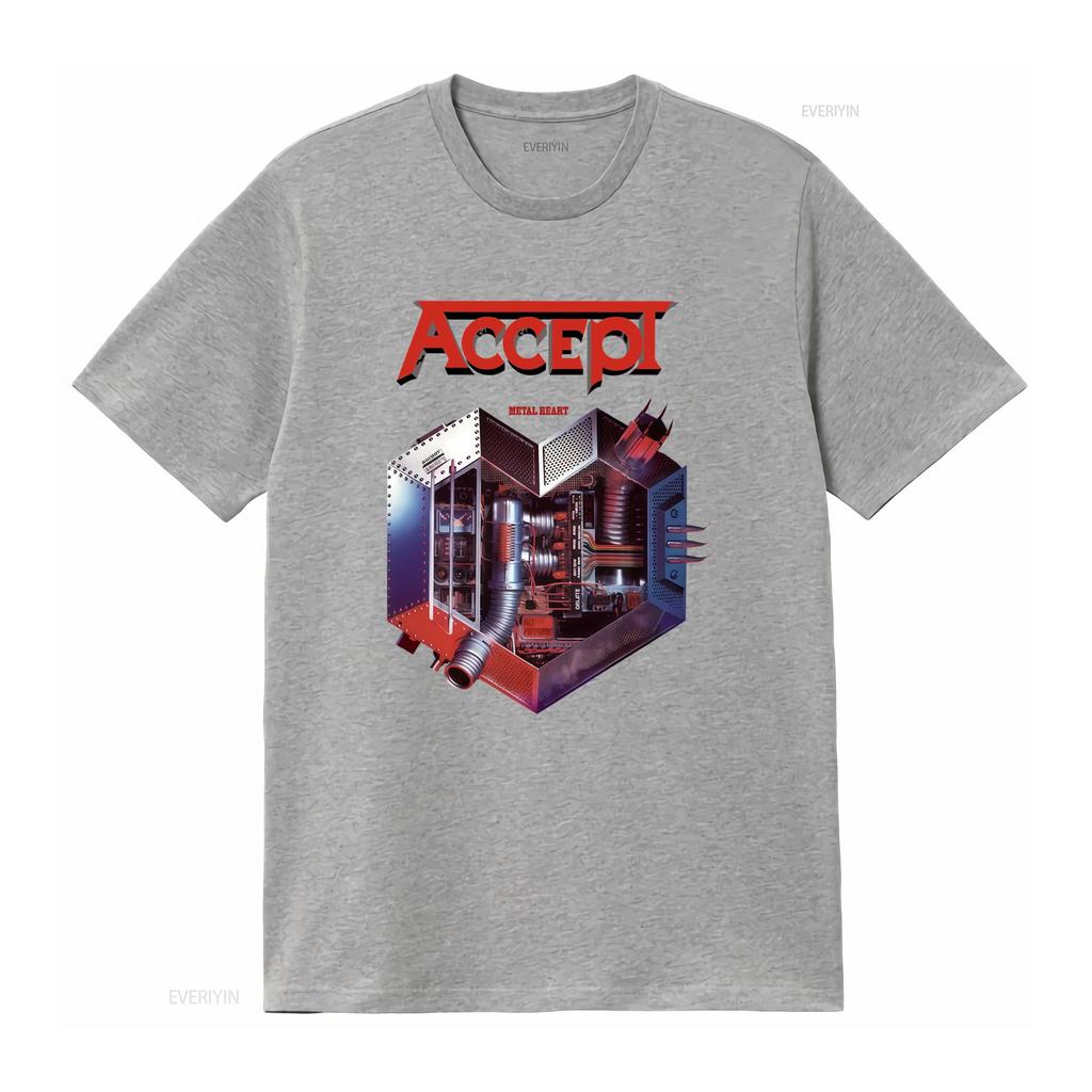 ACCEPT METAL HEART Album Design T Shirt Sizes S 5XL MR319 Band Merch Music Lover  Vintage Washed Versatile Casual Soft Fashion