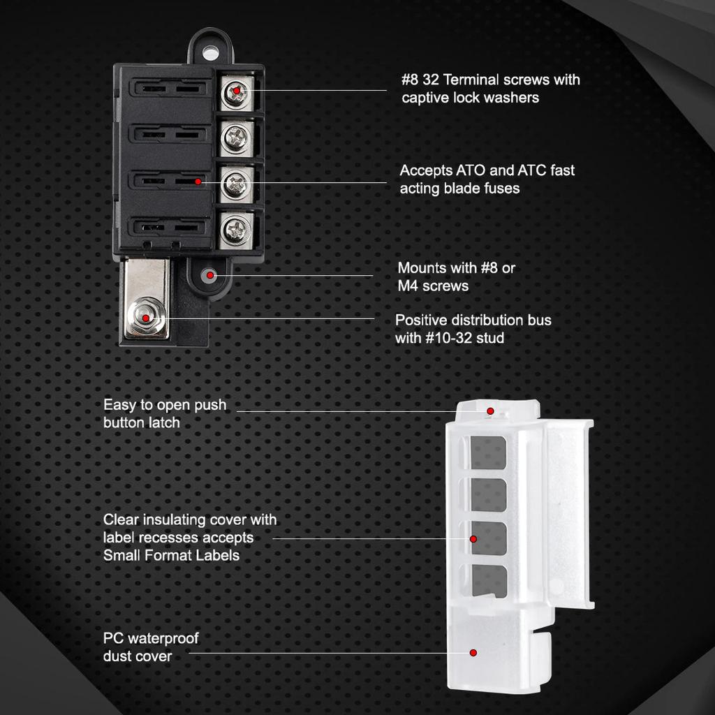 4/8 Way Circuit Fuse Box for Car & Truck - 12V/24V with ATO Blade Fuses and Circuit Breaker - Car Fuse Accessory wholesale New