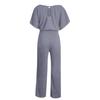 Elegant Women Slimming Jumpsuit with Batwing Short Sleeve and Lace Up Waist Solid Color Commuting Pantis Fashion Outfit