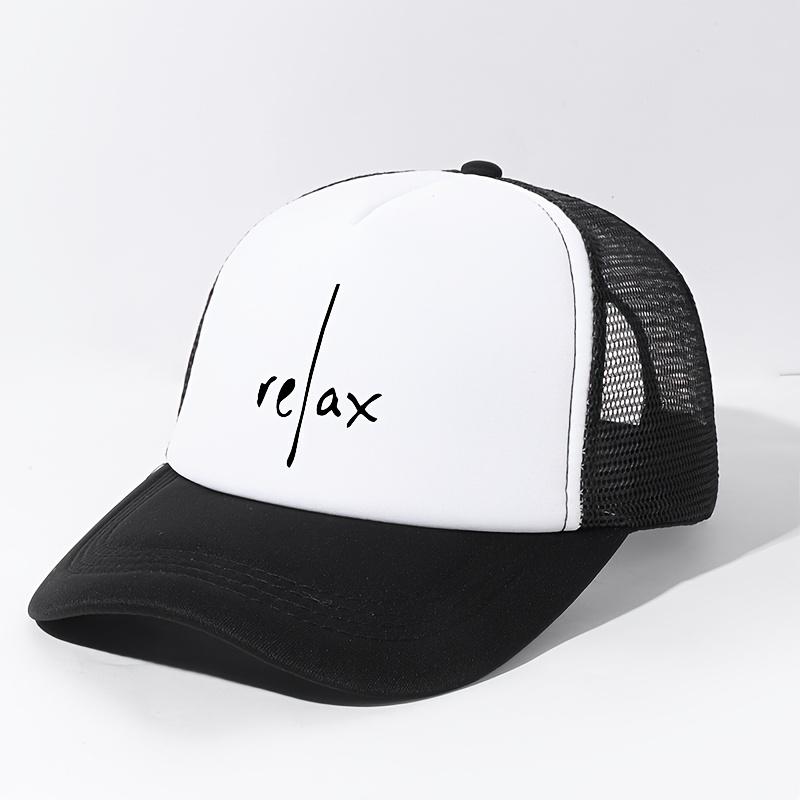 Relax Graphic Trucker Hat Unisex Polyester Mesh Baseball Cap Casual Adjustable Summer Outdoor Headwear