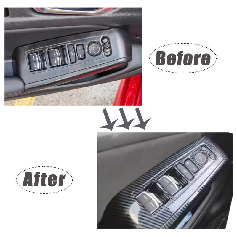 4pcs New ABS Carbon Fiber style Window Switch Panel Frame Cover For Honda Civic 11th - LHD/ RHD decoration Accessories