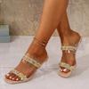 Fashion Women's Shiny Rhinestones High Heels Sandals Summer Transparent Strap Party Slippers Woman Fashion Crystal Heeled Dress Sandals
