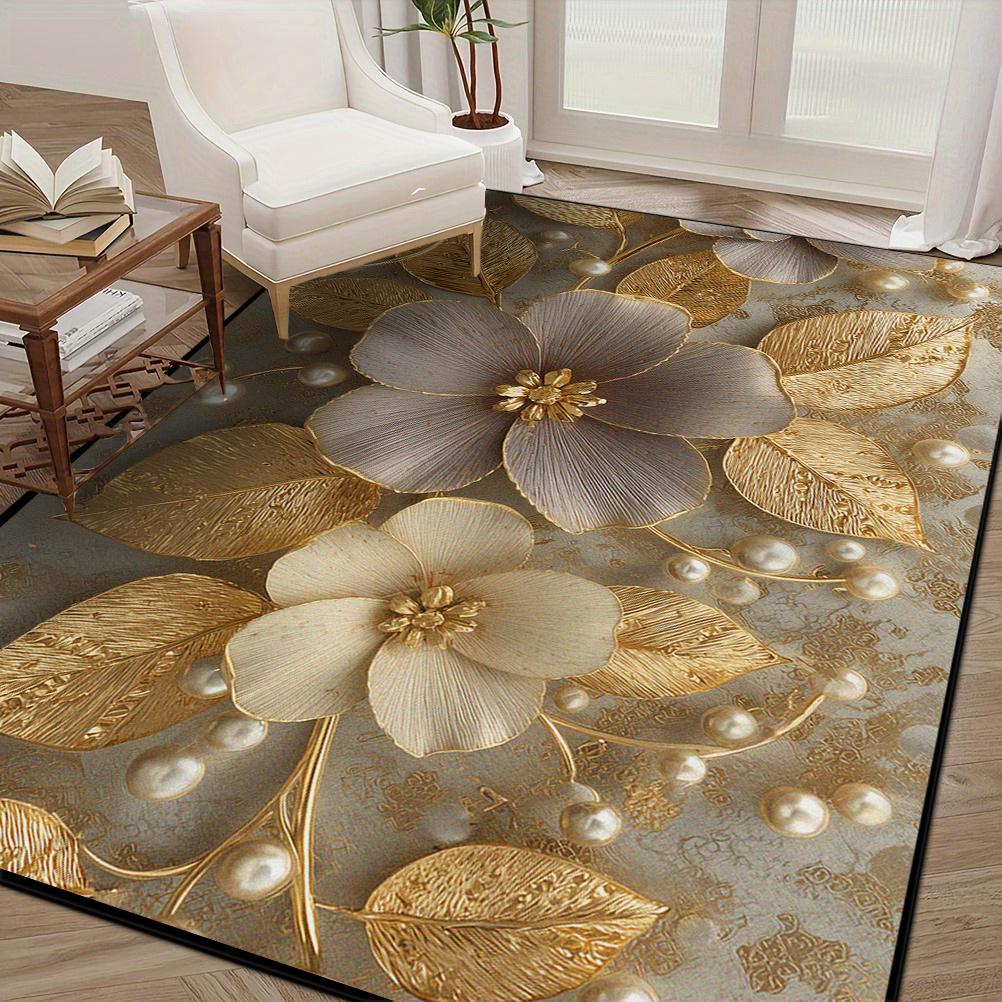 3D Floral Printing Carpet Luxurious Decoration Living Room Sofa Area Rugs for Bedroom Cloakroom Washable Soft Non-slip Floor Mat