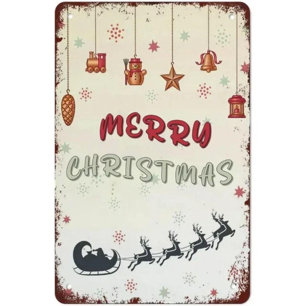 Merry Christmas Santa Metal Sign, Festive Holiday Wall Decor 20x30cm
