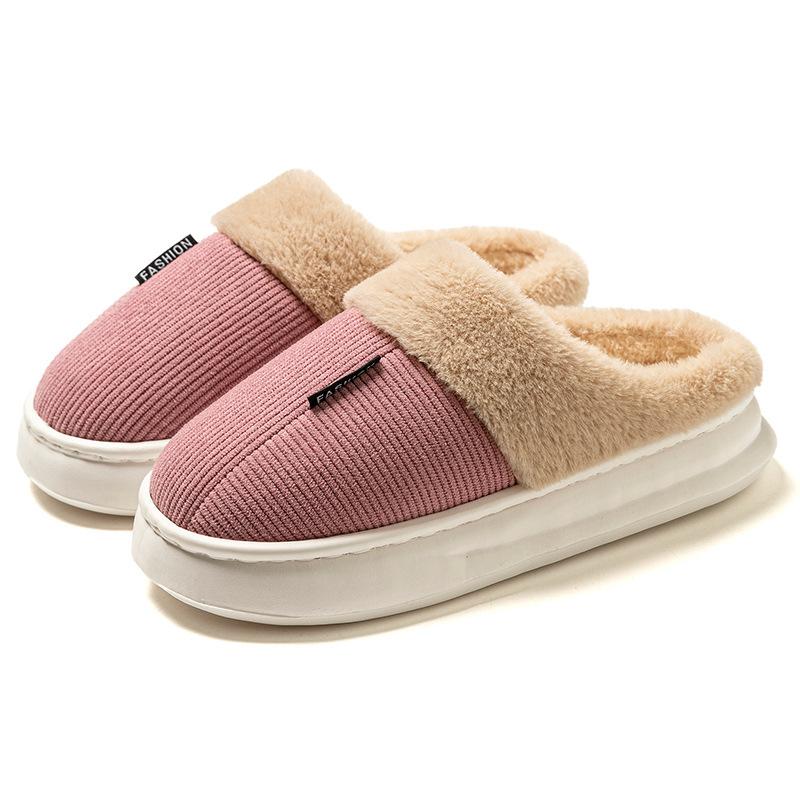 2025 winter new large size cotton slippers home indoor piled thickened warm non-slip comfortable slippers