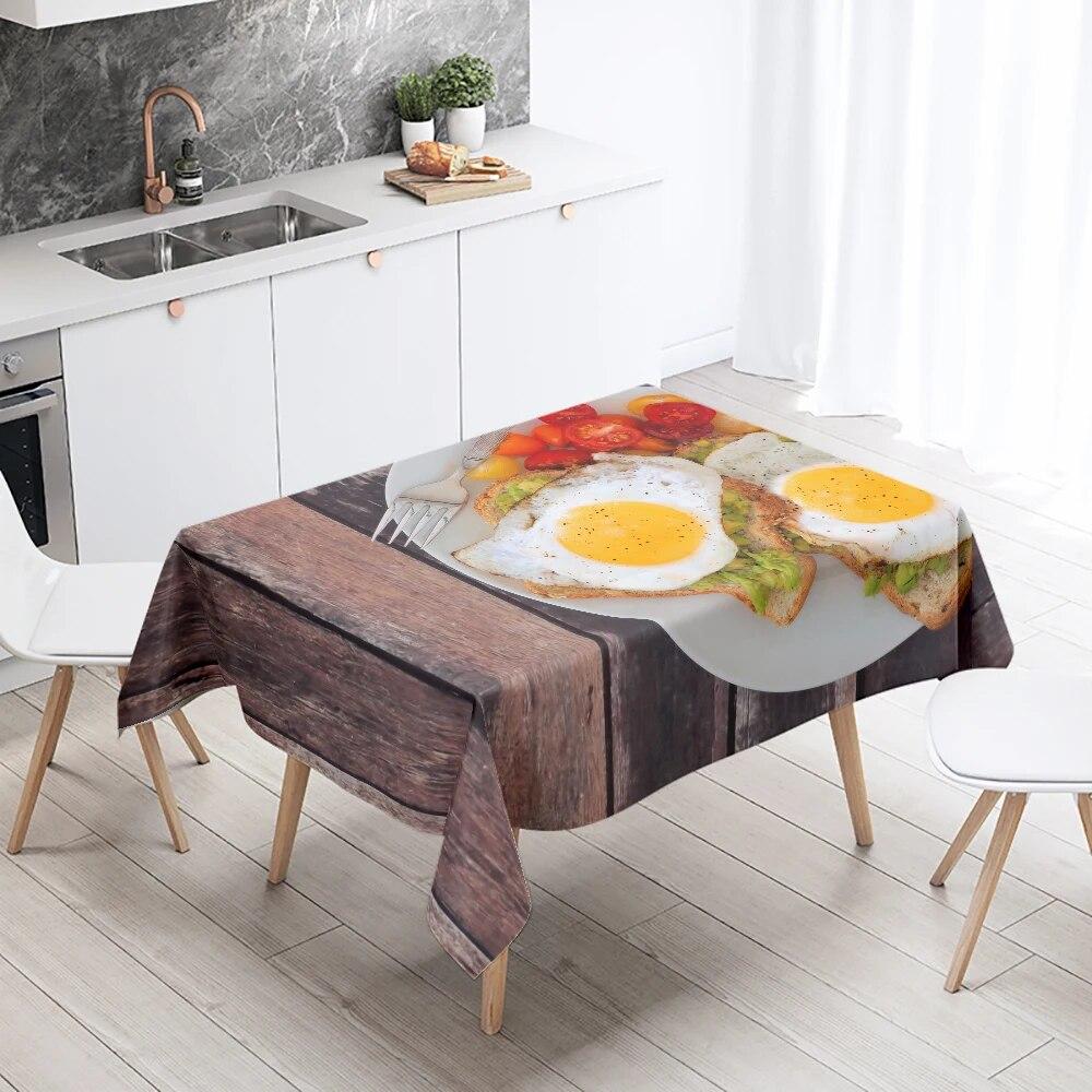Breakfast Gourmet Printed Tablecloth Stain Resistant Waterproof Rectangular  Kitchen Table Decoration Home Decor
