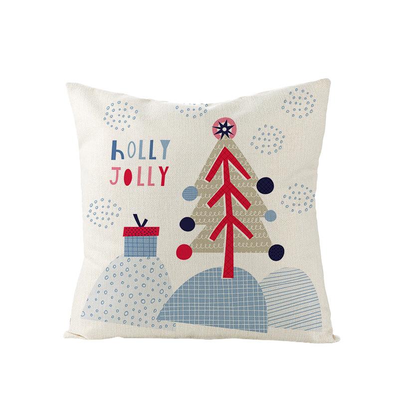Home Polyester Pillow Cover Cartoon Digital Print Christmas Cushion Cover Living Room Sofa Cushion Cover
