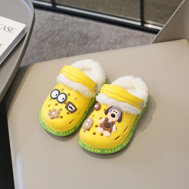 Odnímatelné, Dětské boty s roztomilým zimním teplem a plyšovými, hřejivými bavlněnými botami, bavlněné pantofle