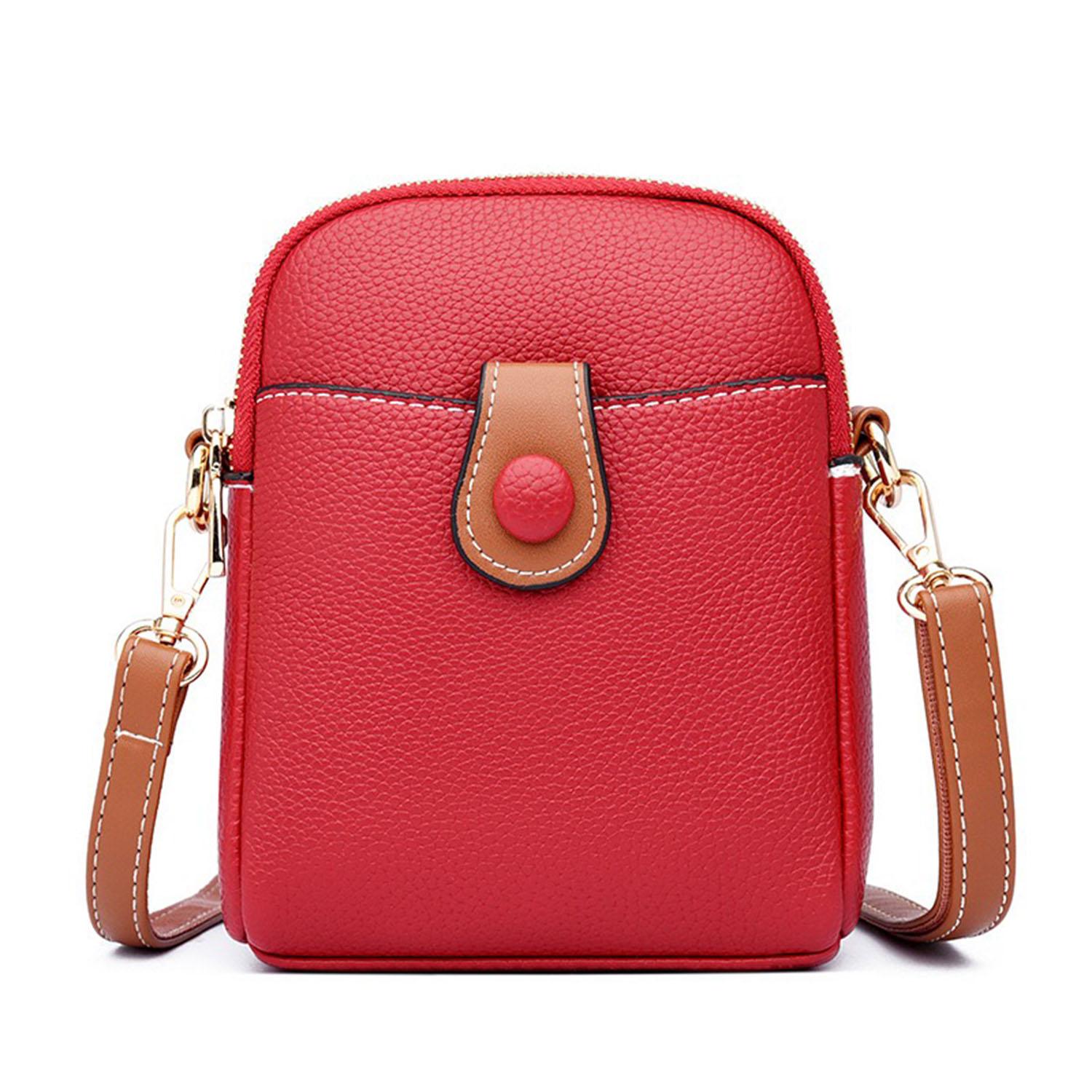 

Women s mobile phone bag large capacity double compartment bag simple single shoulder crossbody bag червоний