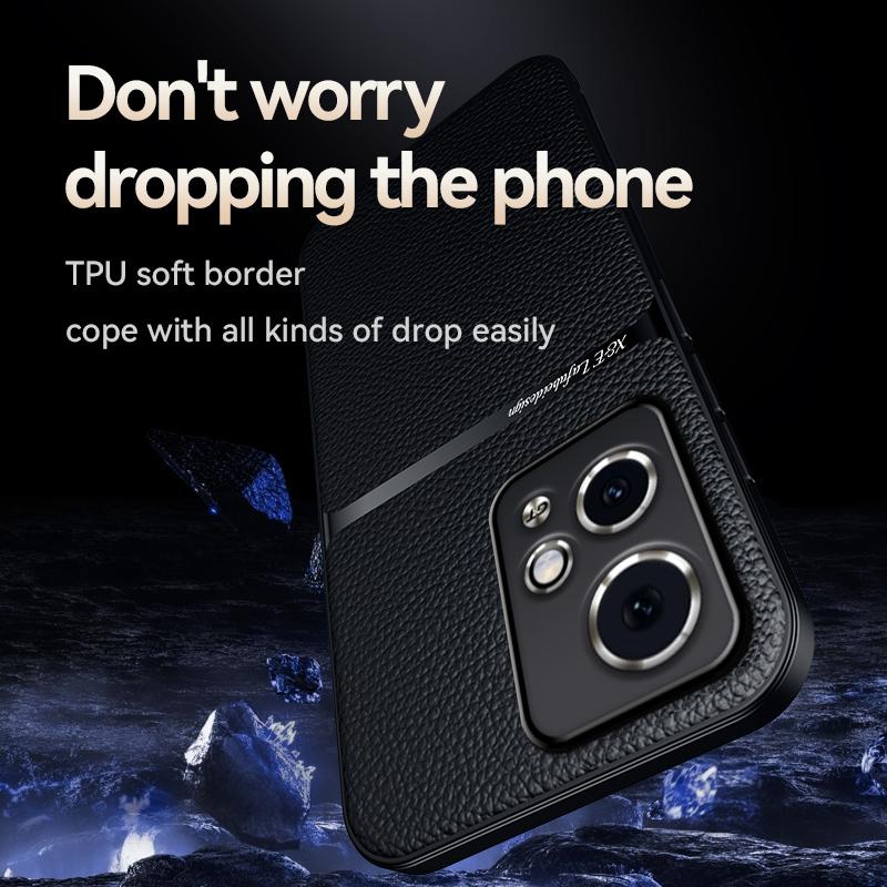 For Honor 90 90 Pro 90 GT Leather Texture Built-in Magnetic TPU Soft Edge Anti-drop Anti-fingerprint Phone Case