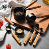 Durable Baking Tools 4Pcs Gold-Plated Stainless Steel Measuring Spoons & Cups Set, Precision with Kitchen Spoon Set Wood Handle, Nested Food Grade Kit