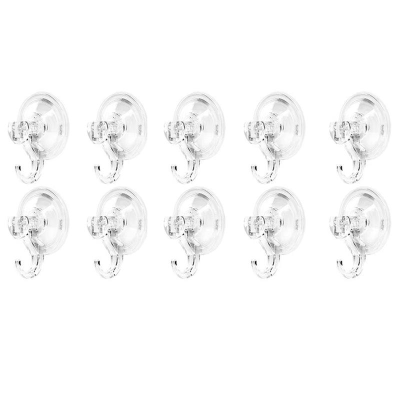 Suction Cup Hooks 10Pcs Clear Reusable Heavy Duty Vacuum Glass Kitchen Bathroom Hooks For Towel