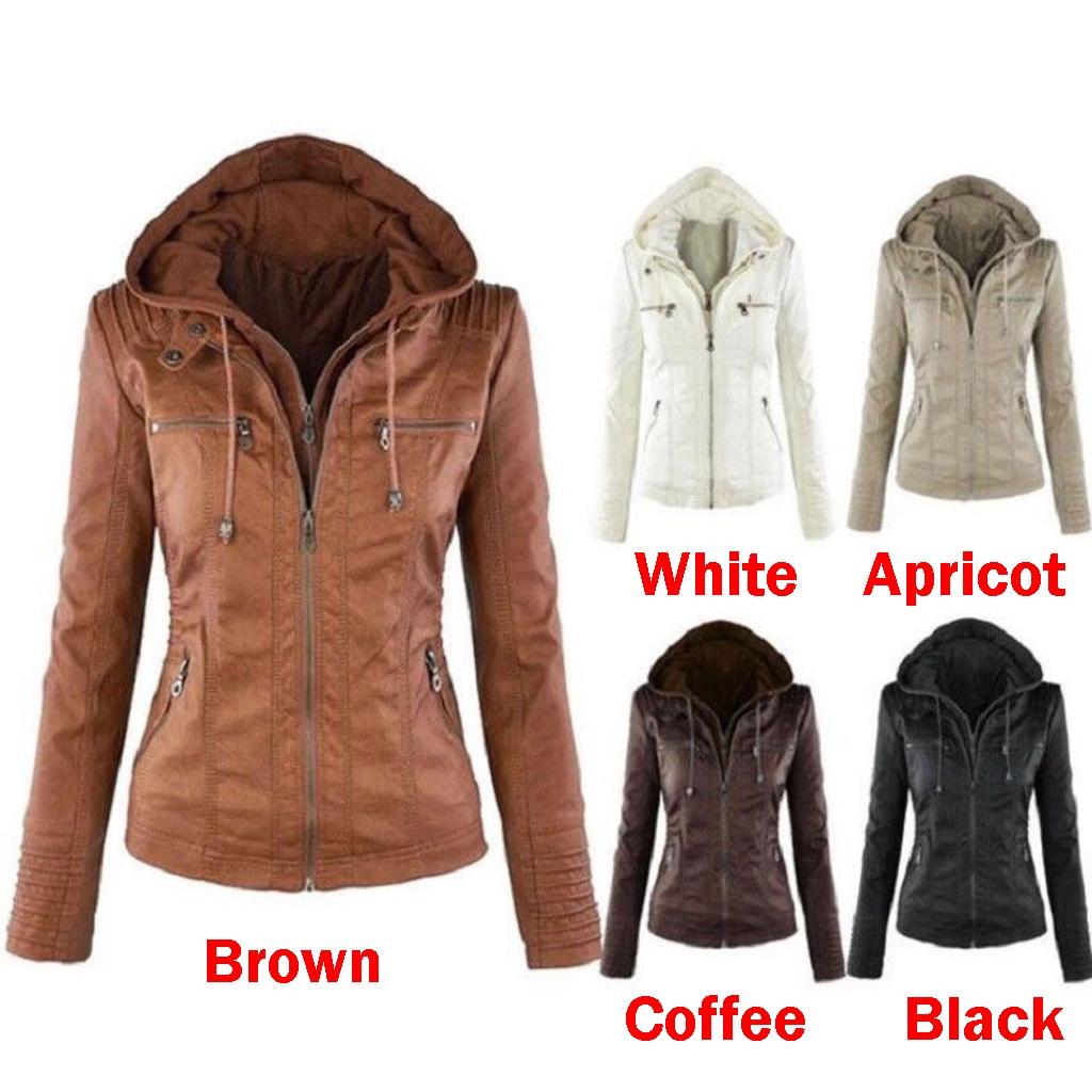 Stupenda Giacca con Cappuccio in Pelle da Donna Parka Sottile Perfetta per l'Abbigliamento Invernale