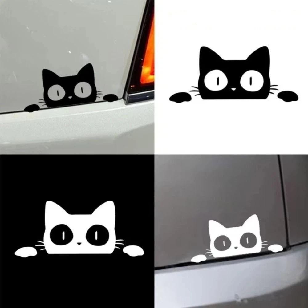 10pcs Black White Car Window Decals Cat Peeking Stickers Electric Motorcycle Stickers