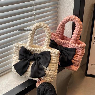 Korean Handmade Knitted Bow Tote Bag DIY Kit - Perfect Gift for Girlfriend