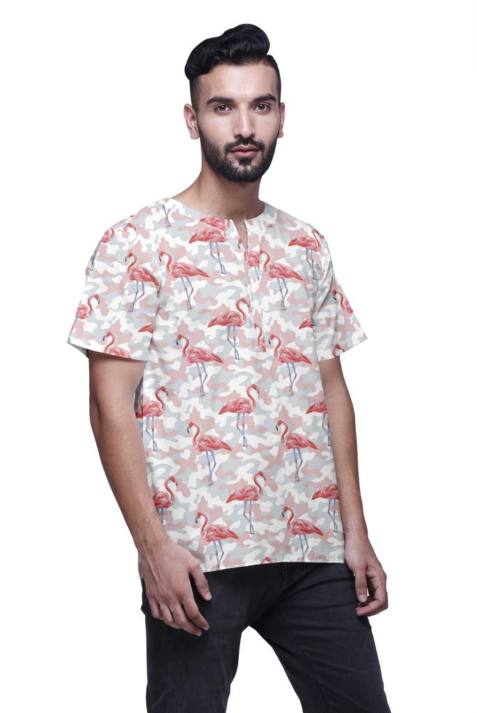 Atasi Tailored Fit Short Kurta Cotton Cambric Printed Keyhole Neck Casual