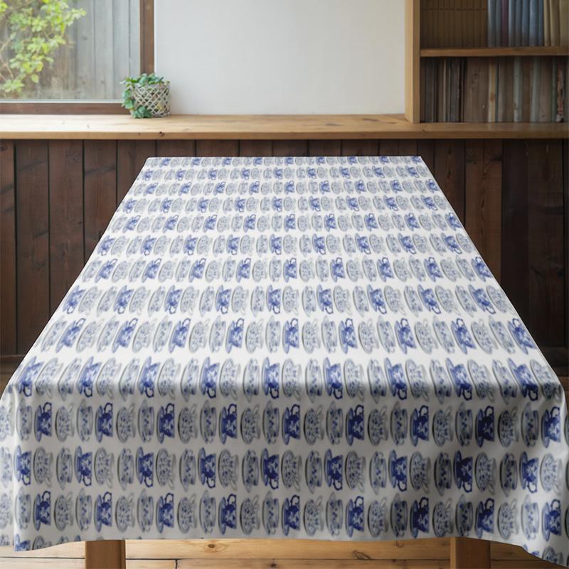 Blue And White Tablecloth Vintage Floral Dining Table Cover Washable Rectangular Table Linens Home Decor Kitchen Party Tabletop