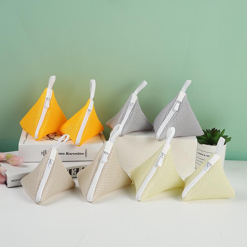 3pcs Zippered Mesh Laundry Bags Triangular Washing Machine Wash Pouch Small Socks Wash Bags Polyester Wash Pouches