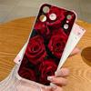 Scarlet Red Rose Flower Pattern Case For iPhone 17 Pro Max Coque iPhone 16 15 14 13 Pro Max 11 Shockproof Clear Soft Silicone Cover
