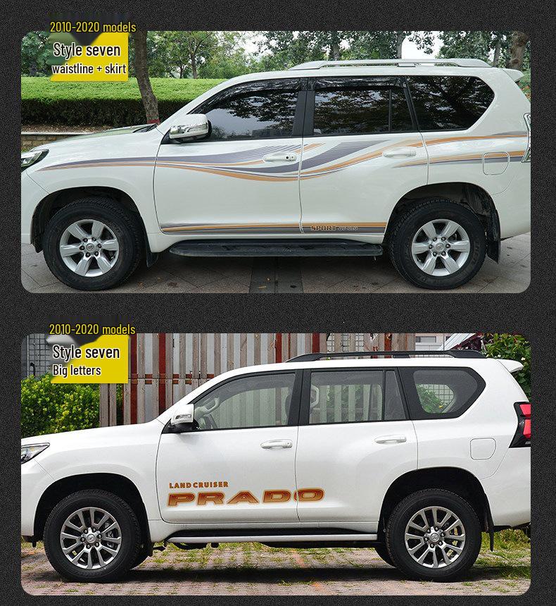 Toyota Prado 10-22 Models Car Body Color Stripe Decal Waistline Sticker.