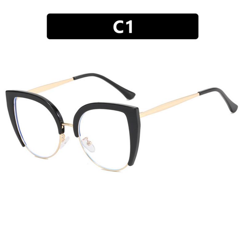 

Cat Eye Half Frame Large Frame Flat Top New Style Retro Trendy Glasses Frame Optical Prescription Eyewear Frame Hyperopia Plus5.0
