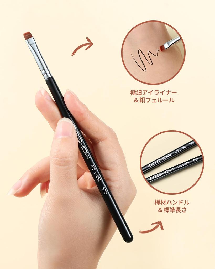 EIGSHOW Eyeliner Flat Eyeliner Brush Concealer Eyeshadow Brush Gel Liquid Cream Brush, (E808)