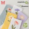 MiiOW 5 Pairs of Women's Socks, Summer Jacquard Mid-Calf Socks, Cotton Socks, Trendy Sweet Fresh Floral Long Socks