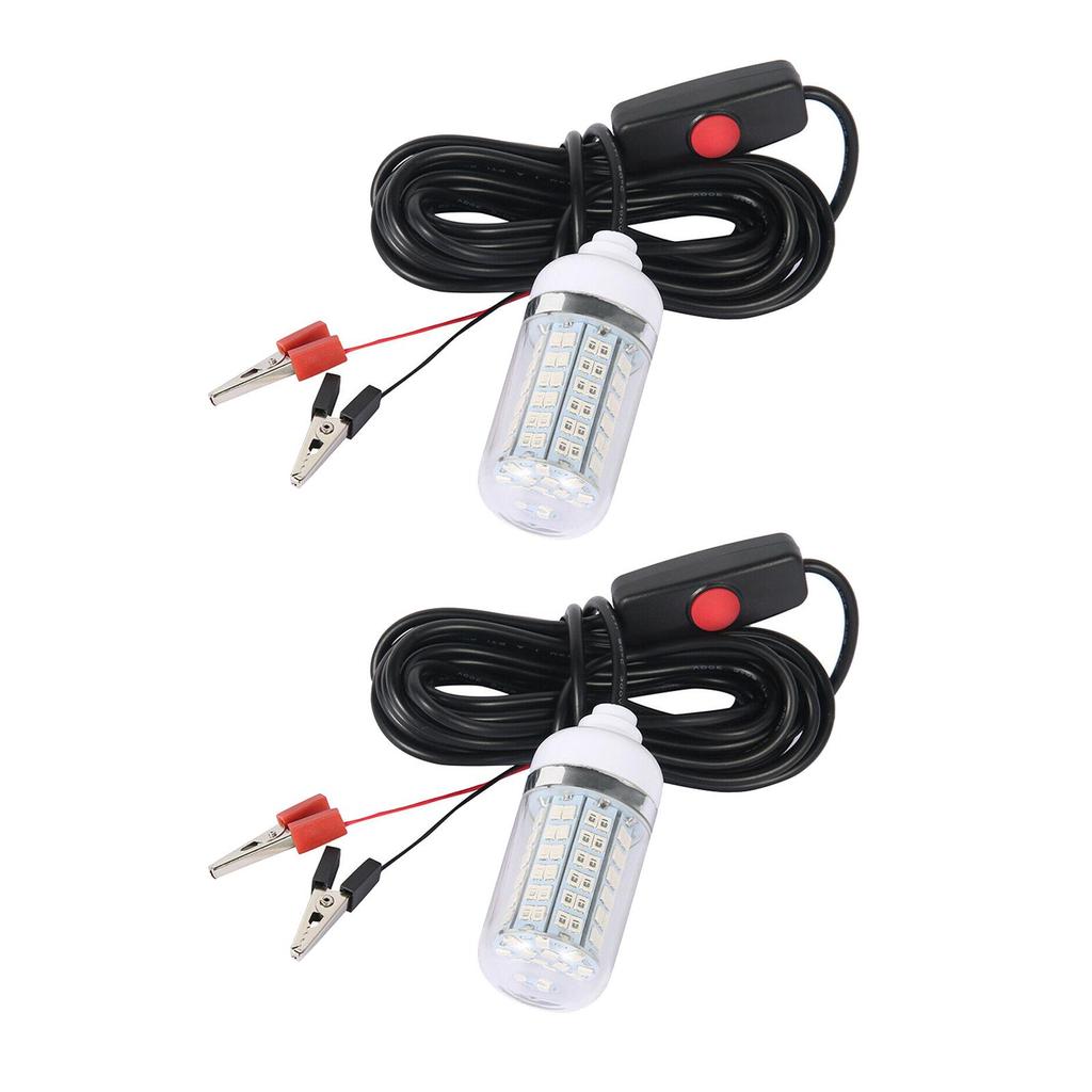 2x 12V 108 LEDs Submersible Fishing Light Underwater Fish Lamp with 5m Cord And Boat
