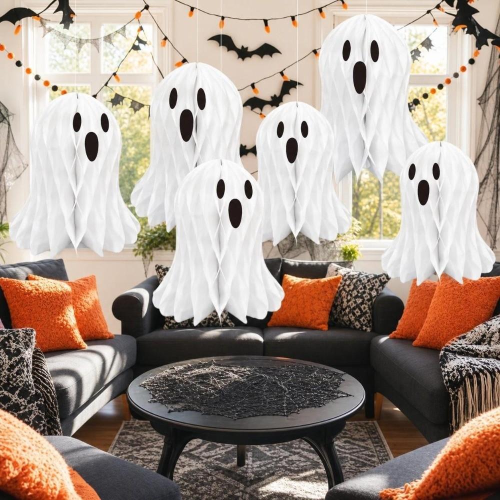 Foldable Honeycomb Ball Pendant Paper Halloween Hanging Ornament  Table Decoration
