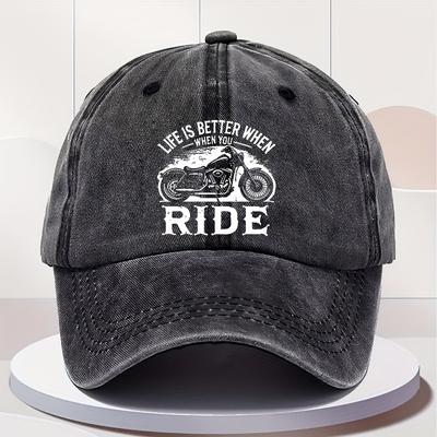 Mens Vintage Washed Baseball Cap with Adjustable Snapback  Lightweight Retro Flat RIDE Lettering Cap Suitable for Outdoor