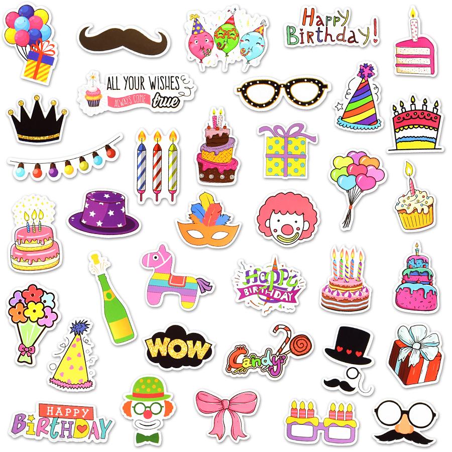 10/50 PCS Birthday Cute Stickers Laptop Bike Car Luggage Diary Funny Waterproof Sticker Pack Kids Toys Decal Gift Party Decor