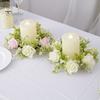 Delicate Candle Topper Artificial Rose Ring Pillar Candles Greenery Flower Wreath Plastic Garland Seasonal for Wedding Centerpiece Holiday Decor