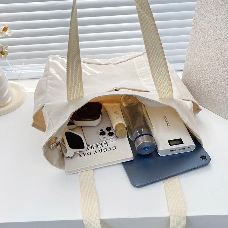 Versatile Canvas Tote Bag: High-Capacity, Artistic Student Style for Work & Outings