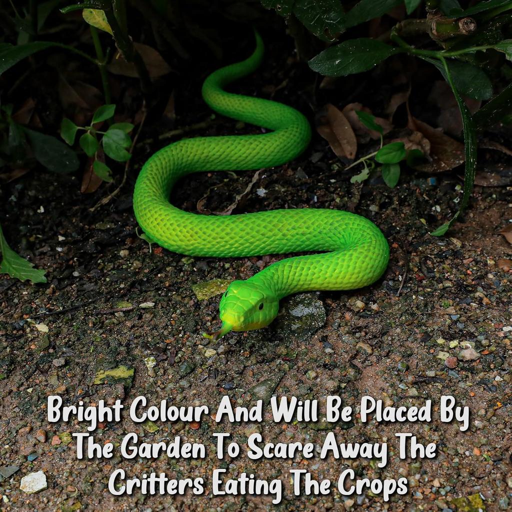 2pcs Fake Snakes Toy Lifelike Rubber Rattlesnake and Green Snake Scare Birds and Squirrels Tricky Snake Toys for Gift Party Favors Or Halloween