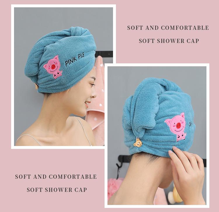 Magic Shower Hat Made of Microfiber, Double-layer Embroidery Towel, Bath Caps, A Hat for Dry Hair, A Quick -drying Soft Hat for A Lady, A Turban
