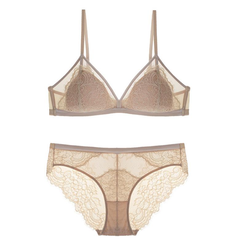 

Кружевной бюстгальтер без бретелек во французском стиле с треугольной чашкой, сексуальное и соблазнительное, модное и веселое нижнее белье для женщин XL шампанского