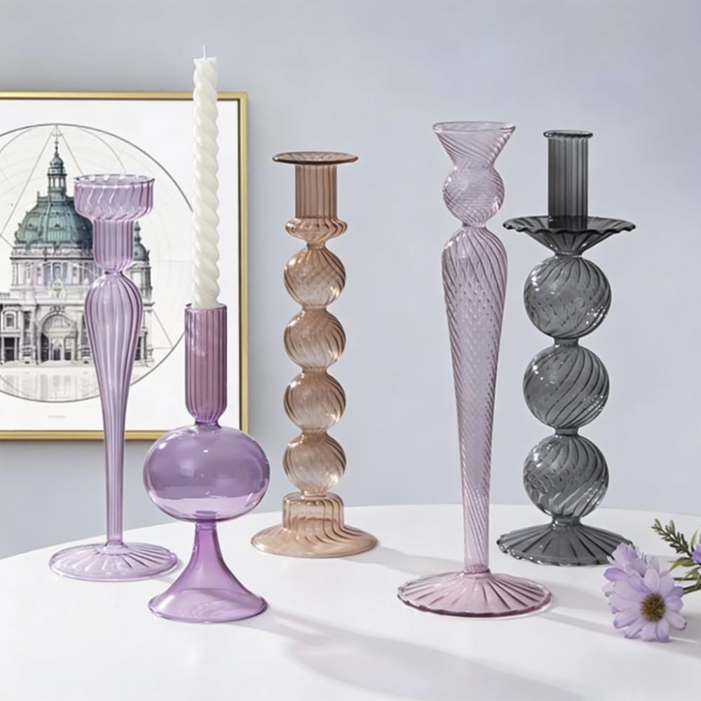 Modern Glass Candle Holder Nordic Home Decorations Clear Taper Candle Holders Wedding Table Centerpiece Party Decor