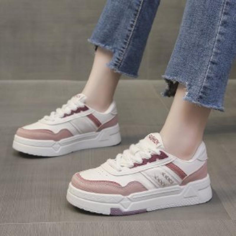 

Little white shoes women s summer new trendy version milk Huhu versatile casual sports little white shoes low-top wheat ear board shoes 35 розовый